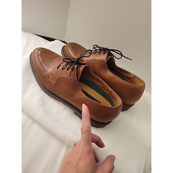Barrington Mens 8 Shoes Brown Leather Split Toe Oxford Lace Up 8D Allen Edwards - Picture 6 of 16